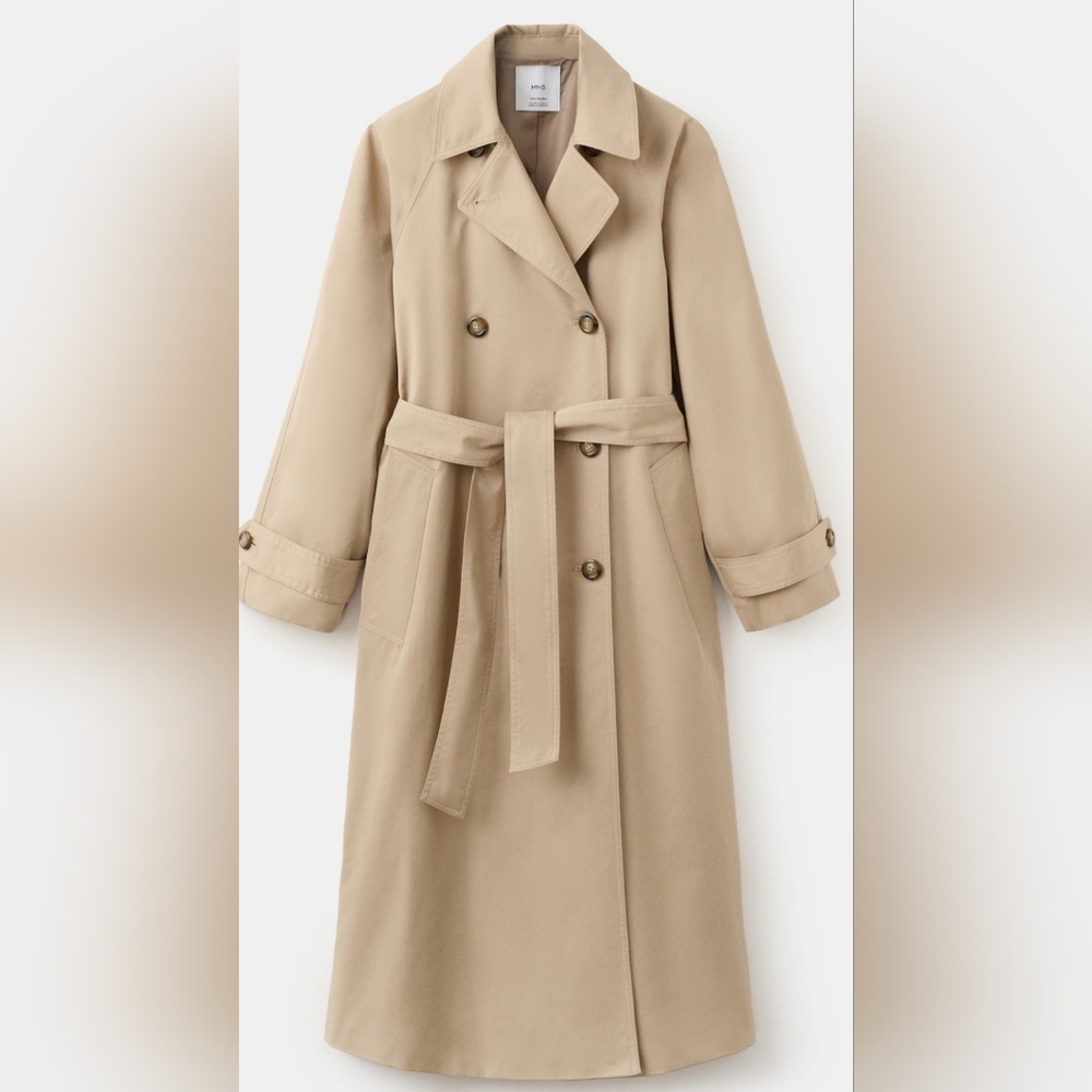 NWT Mango Double-Breasted Trench Coat Cream/Tan - Picture 3 of 16
